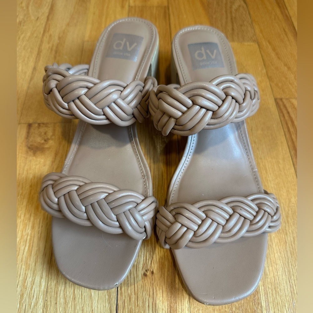 Dolce Vita Sanders Taupe Heeled Braided Sandals